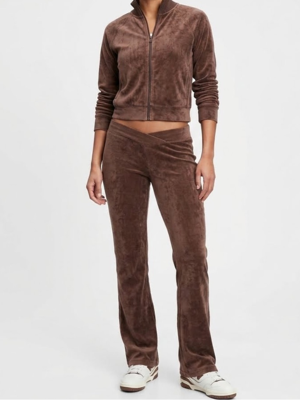 GAP BODY Brown Velour Tracksuit Y2K Retro Flare Medium